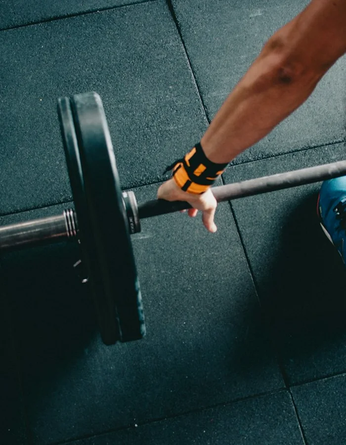 Olympic barbell with lifting chalk at Buraq Fitness Gym